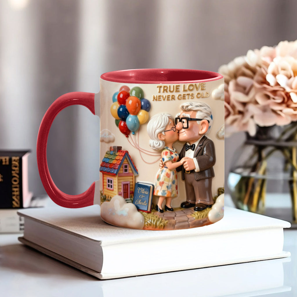 Personalized Couple Accent Mug True Love Design Gift for Anniversary Accent Mug GradoCreations