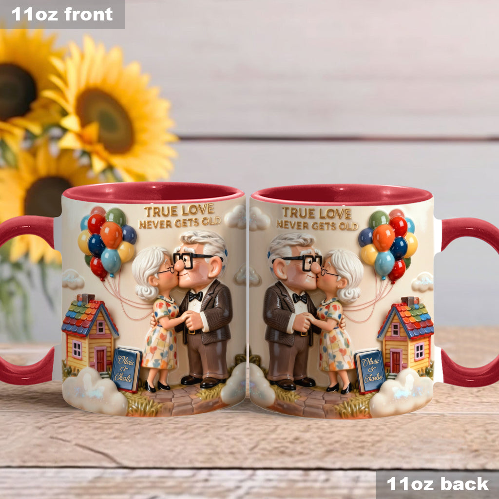 Personalized Couple Accent Mug True Love Design Gift for Anniversary Accent Mug GradoCreations