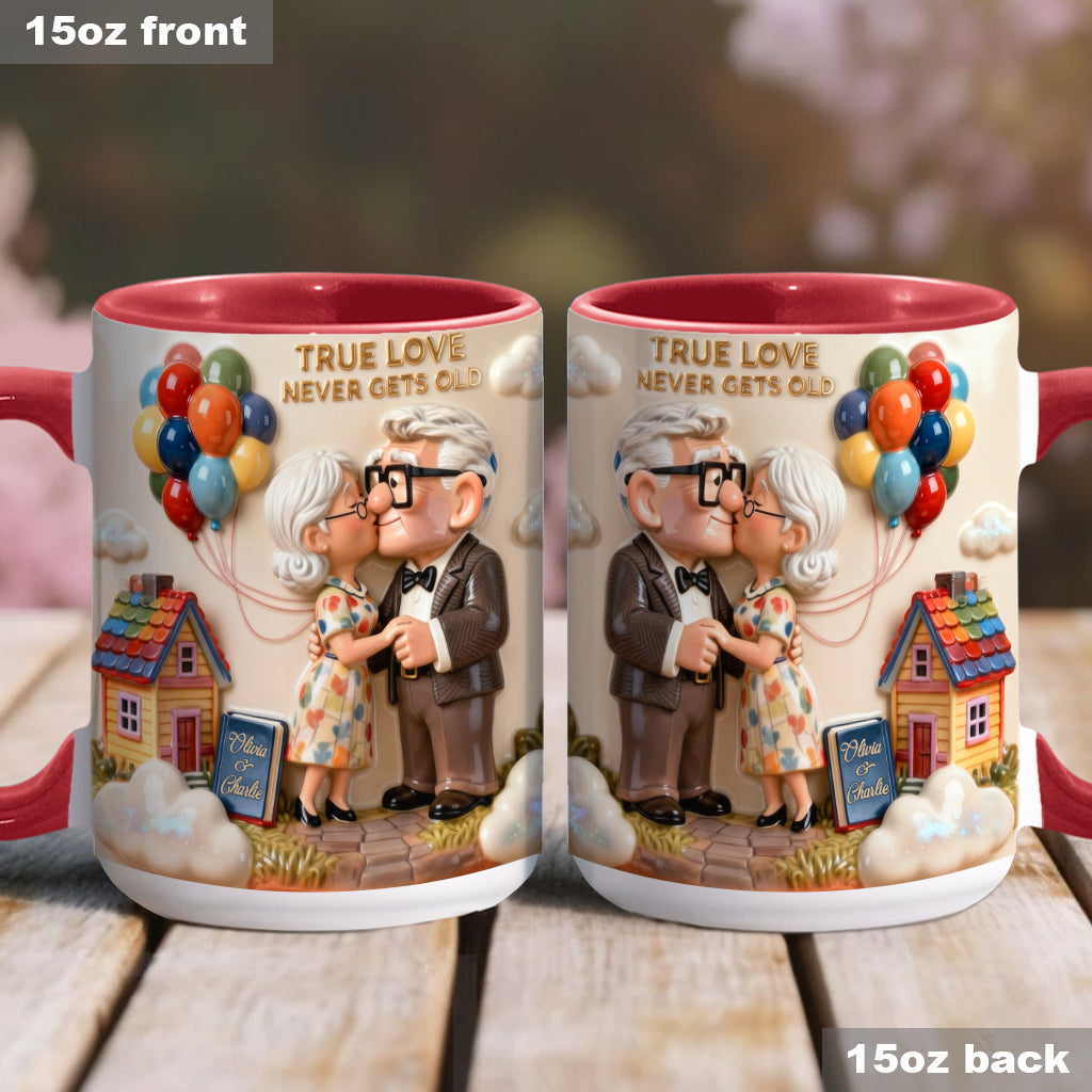 Personalized Couple Accent Mug True Love Design Gift for Anniversary Accent Mug GradoCreations