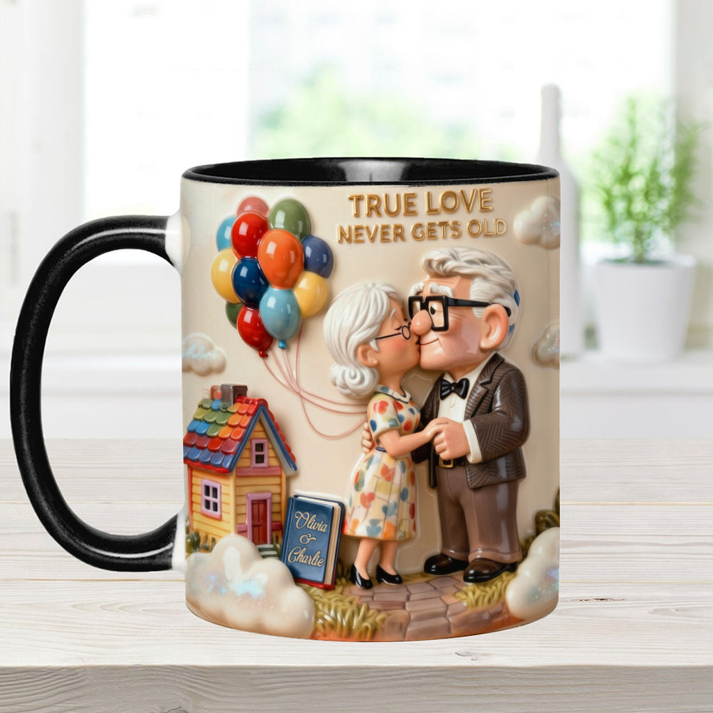 Personalized Couple Accent Mug True Love Design Gift for Anniversary Accent Mug GradoCreations