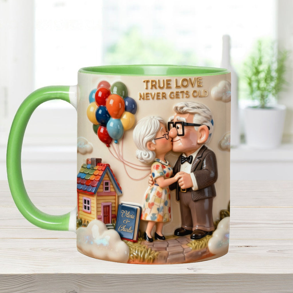 Personalized Couple Accent Mug True Love Design Gift for Anniversary Accent Mug GradoCreations
