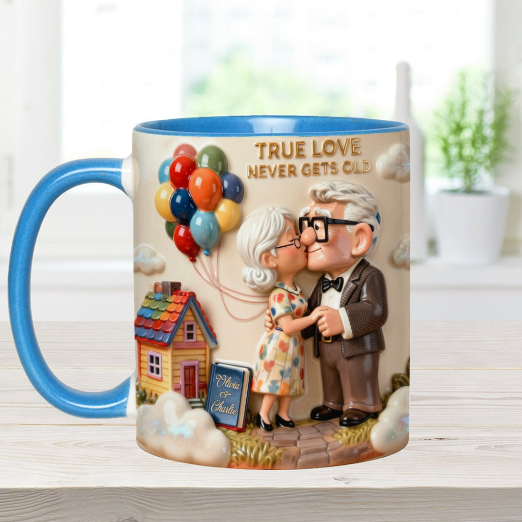 Personalized Couple Accent Mug True Love Design Gift for Anniversary Accent Mug GradoCreations