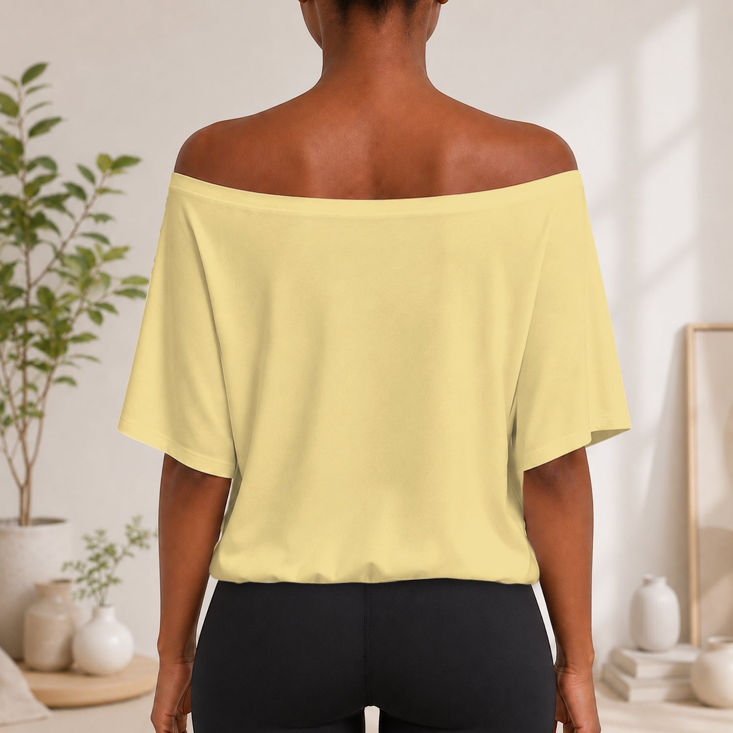 Personalized Yellow Bear Off-Shoulder Top Set for Women Off-Shoulder Top Set GradoCreations