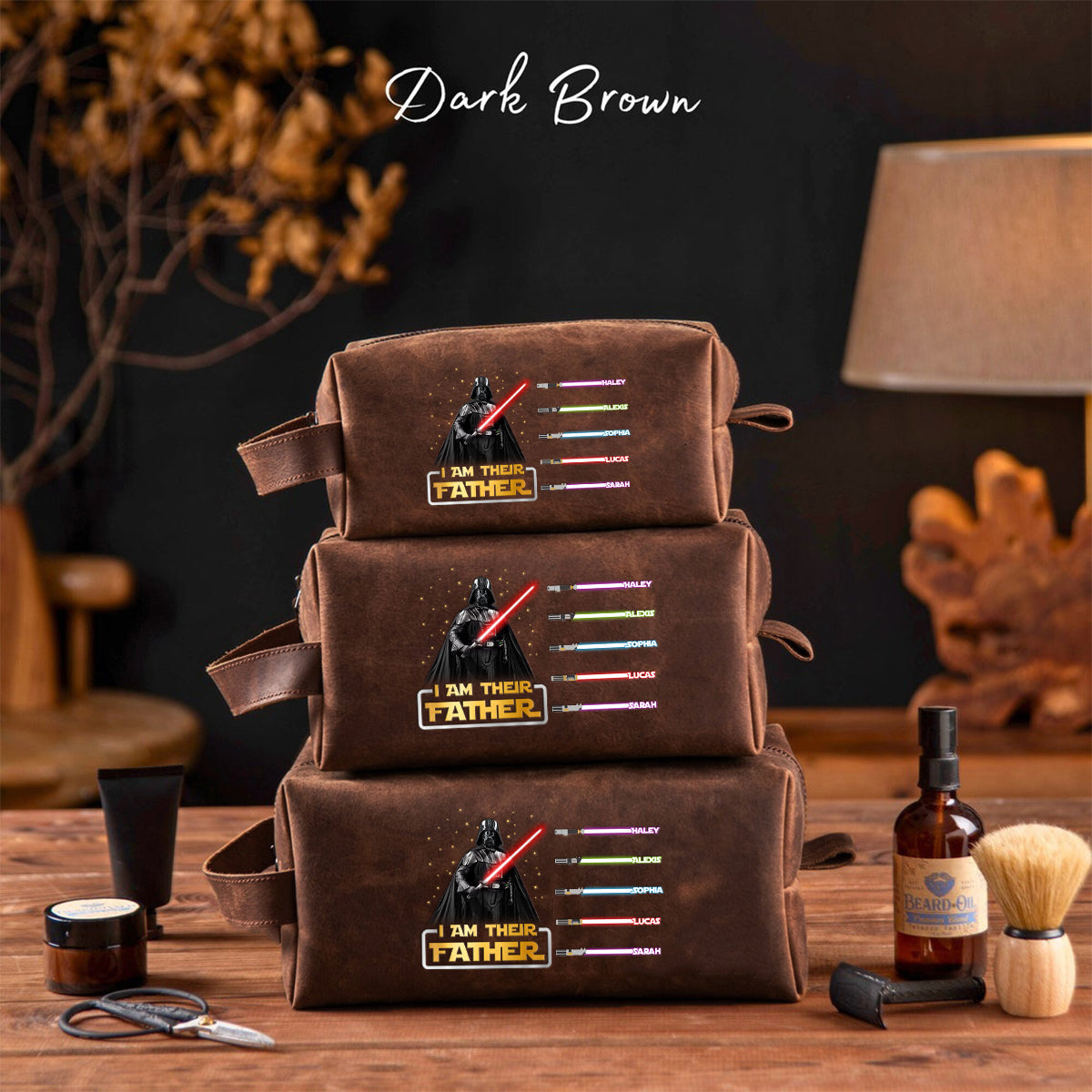 Personalized Leather Toiletry Bag Custom Name Gift for Dad Leather Toiletry Bag GradoCreations