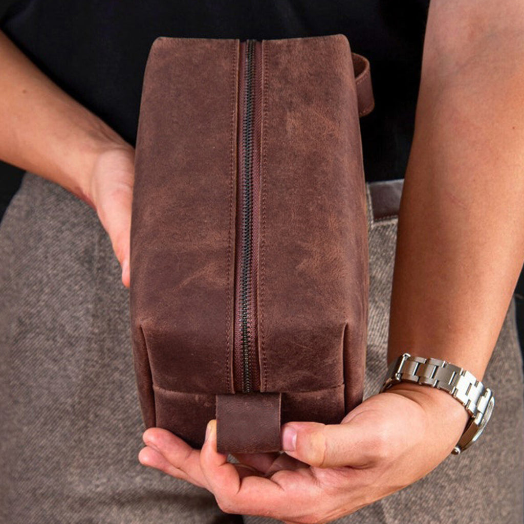 Personalized Leather Toiletry Bag Custom Name Gift for Dad Leather Toiletry Bag GradoCreations