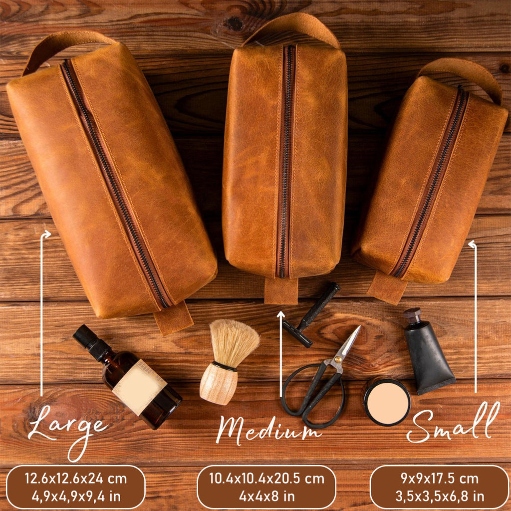Personalized Leather Toiletry Bag Custom Name Gift for Dad Leather Toiletry Bag GradoCreations