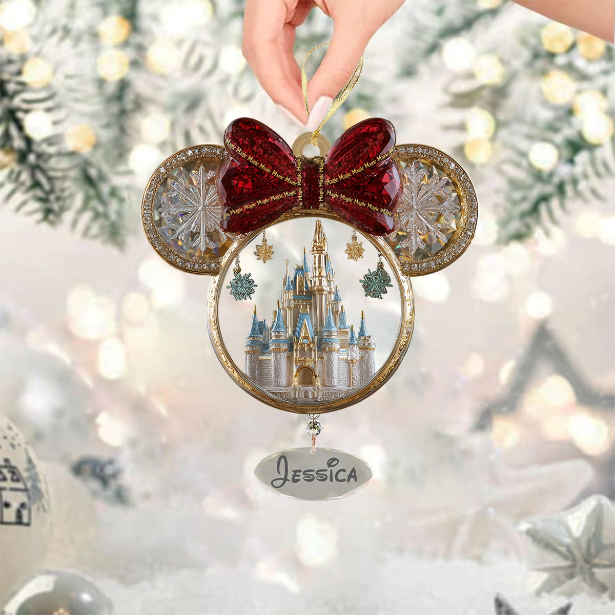 Personalized Acrylic Mouse Ornament with Custom Charms for Christmas Ornament With Charm GradoCreations