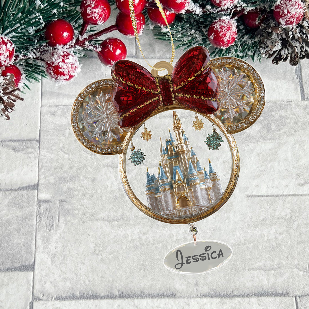 Personalized Acrylic Mouse Ornament with Custom Charms for Christmas Ornament With Charm GradoCreations
