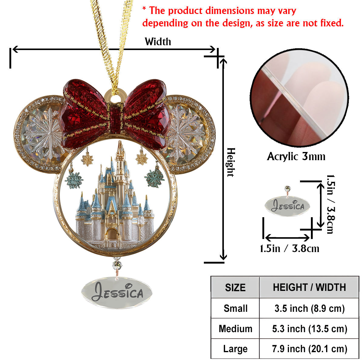 Personalized Acrylic Mouse Ornament with Custom Charms for Christmas Ornament With Charm GradoCreations