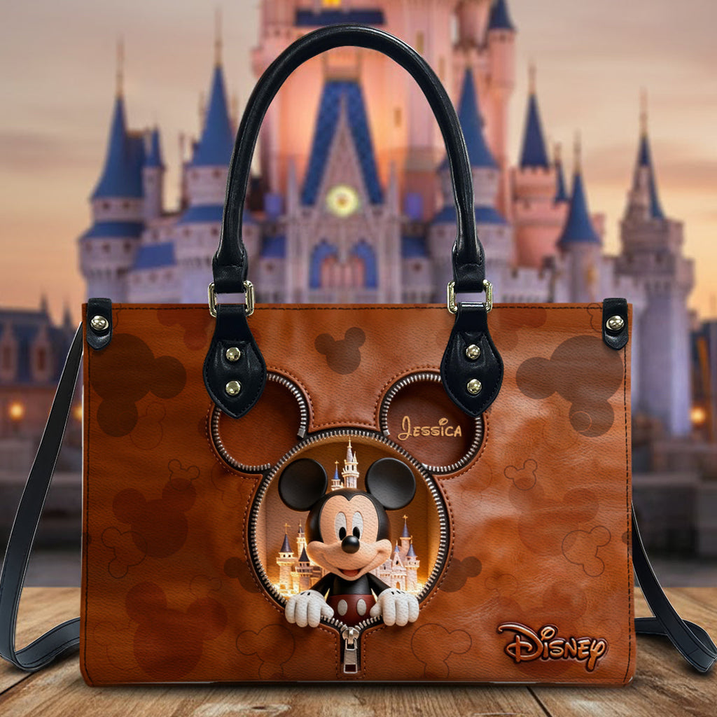 Personalized Mickey Mouse Leather Handbag Custom Name Gift Leather Handbag 2 GradoCreations