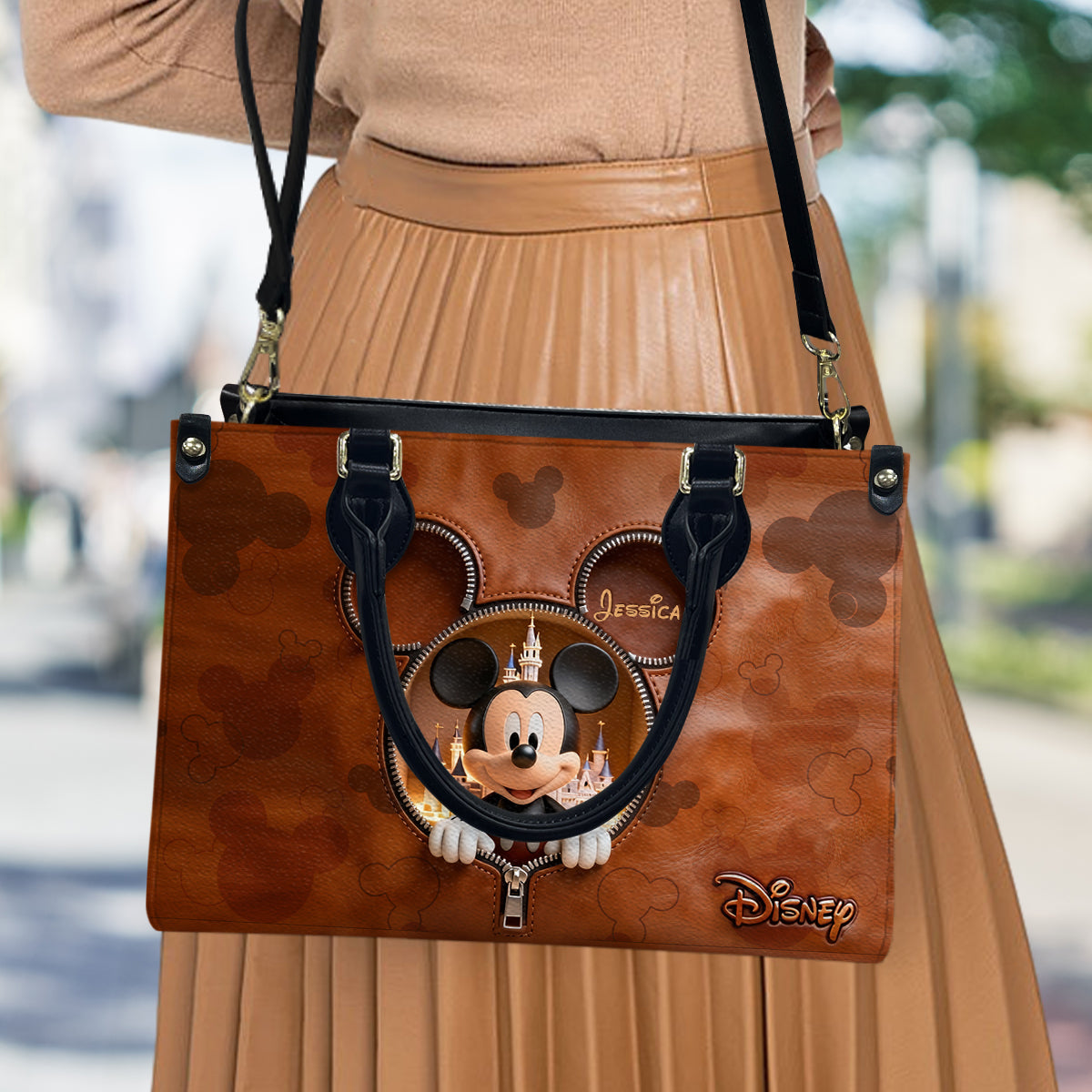 Personalized Mickey Mouse Leather Handbag Custom Name Gift Leather Handbag 2 GradoCreations
