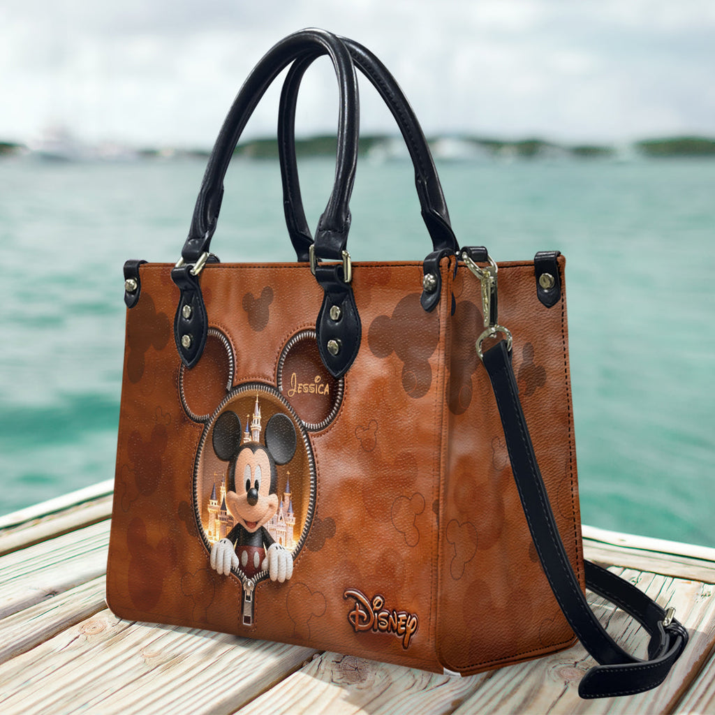 Personalized Mickey Mouse Leather Handbag Custom Name Gift Leather Handbag 2 GradoCreations