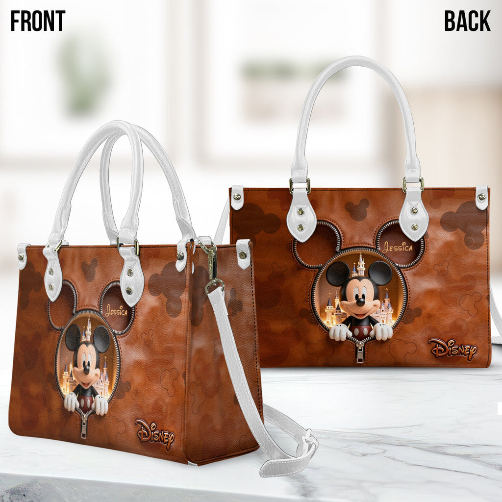 Personalized Mickey Mouse Leather Handbag Custom Name Gift Leather Handbag 2 GradoCreations