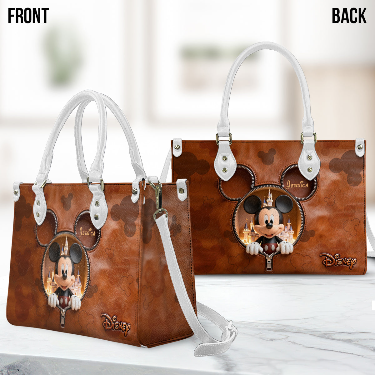 Personalized Mickey Mouse Leather Handbag Custom Name Gift Leather Handbag 2 GradoCreations