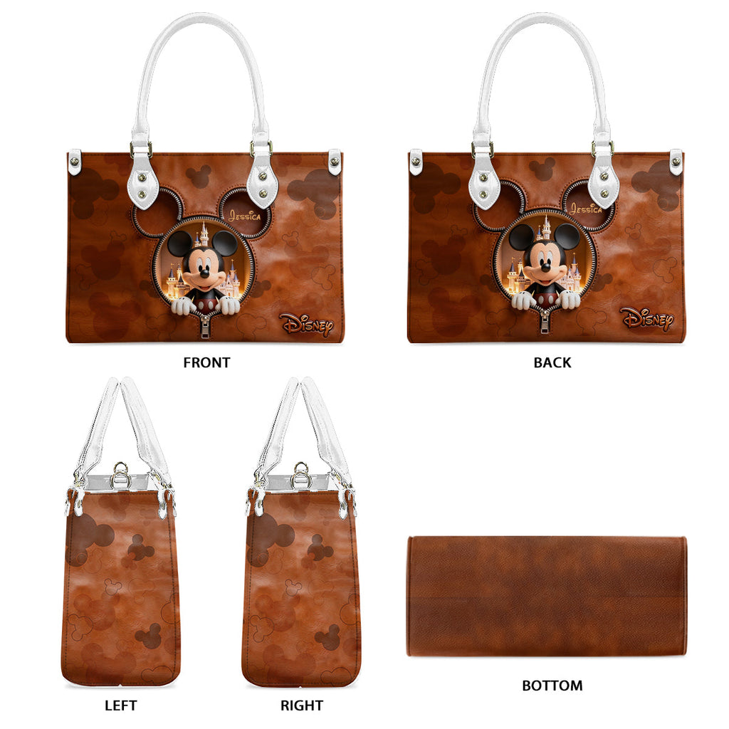 Personalized Mickey Mouse Leather Handbag Custom Name Gift Leather Handbag 2 GradoCreations