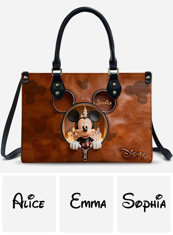 Personalized Mickey Mouse Leather Handbag Custom Name Gift Leather Handbag 2 GradoCreations