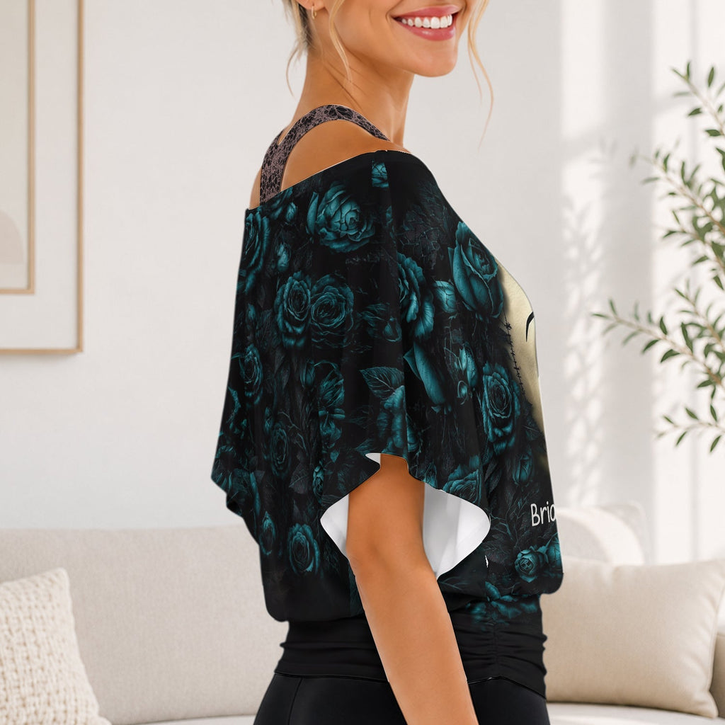 Personalized Off-Shoulder Top Set with Custom Names Gift Off-Shoulder Top Set GradoCreations