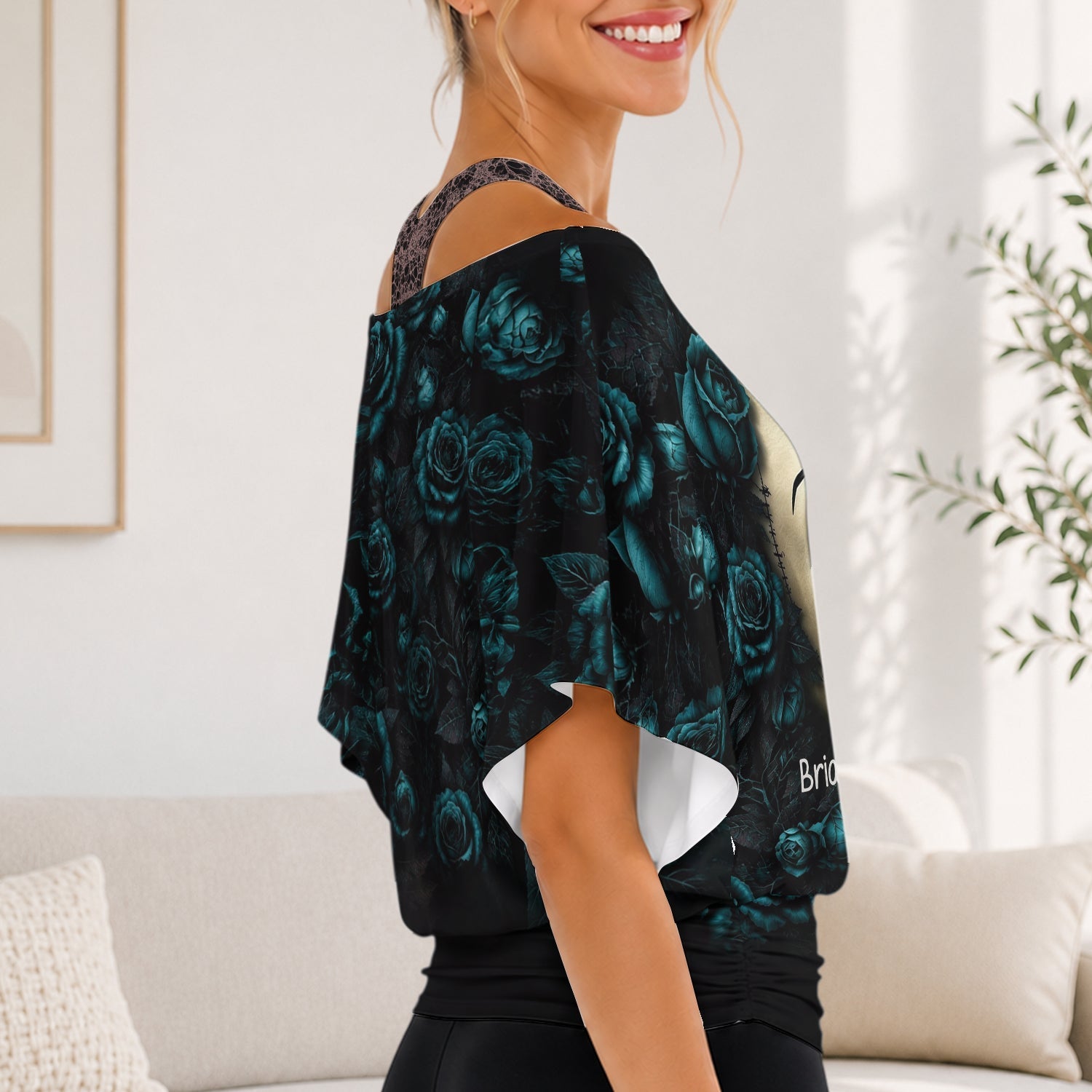 Personalized Off-Shoulder Top Set with Custom Names Gift Off-Shoulder Top Set GradoCreations
