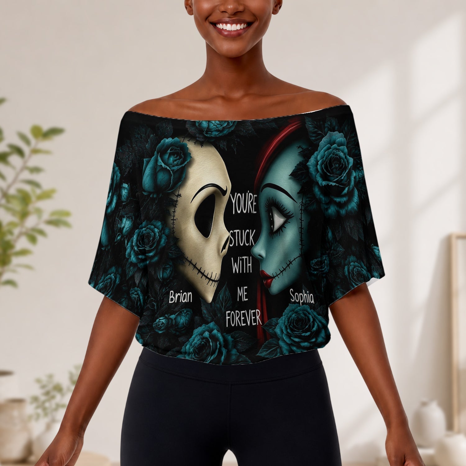 Personalized Off-Shoulder Top Set with Custom Names Gift Off-Shoulder Top Set GradoCreations