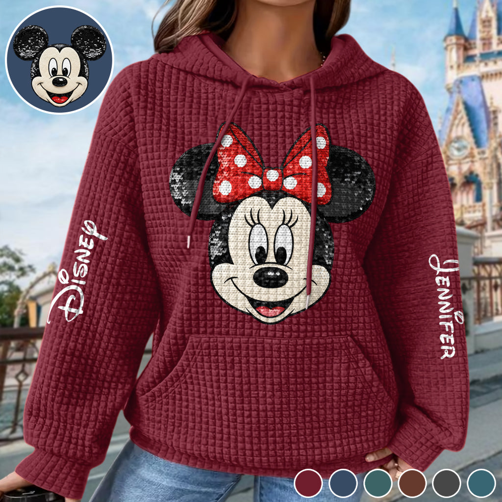 Personalized Minnie Mouse Waffle Hoodie Custom Name Gift Idea Waffle Hoodie GradoCreations