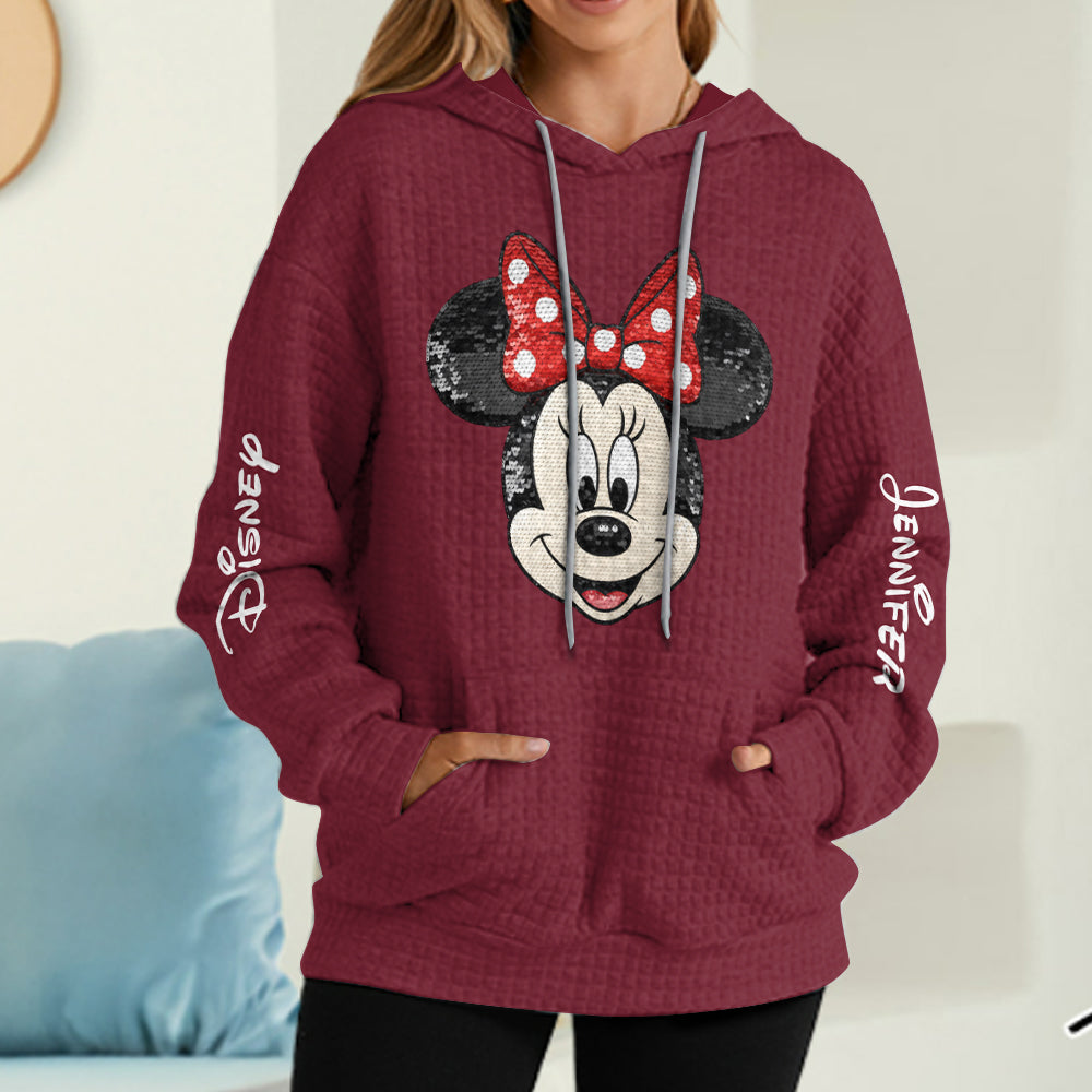 Personalized Minnie Mouse Waffle Hoodie Custom Name Gift Idea Waffle Hoodie GradoCreations