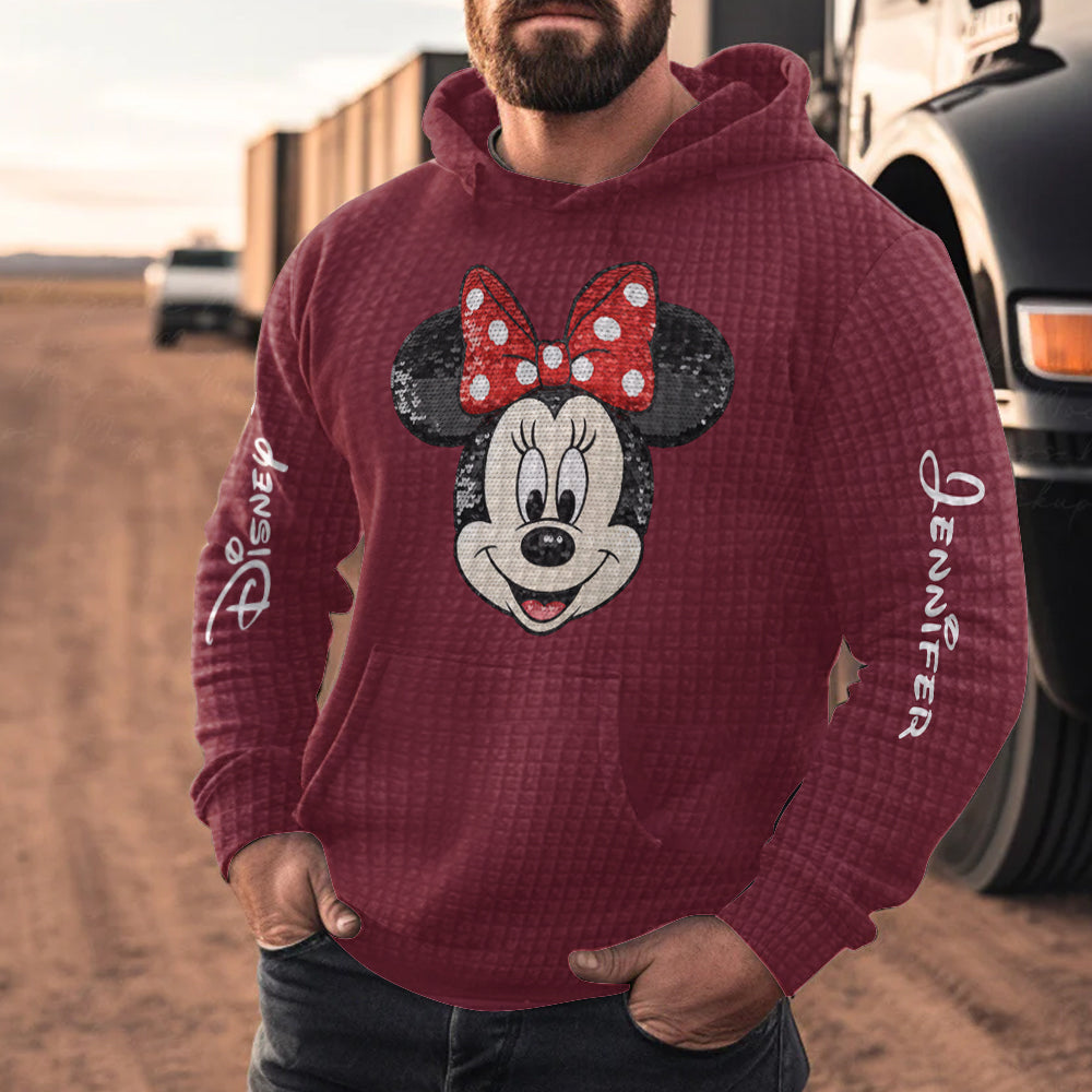 Personalized Minnie Mouse Waffle Hoodie Custom Name Gift Idea Waffle Hoodie GradoCreations