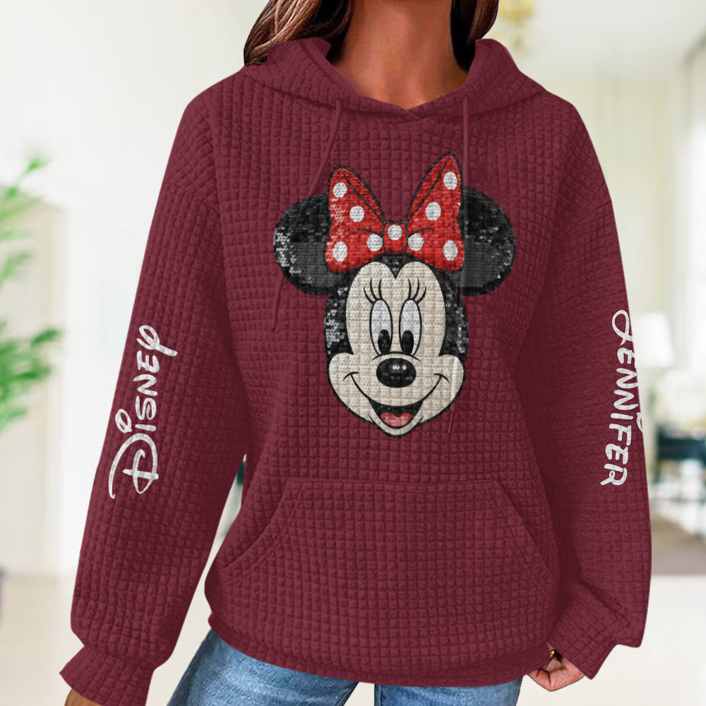 Personalized Minnie Mouse Waffle Hoodie Custom Name Gift Idea Waffle Hoodie GradoCreations