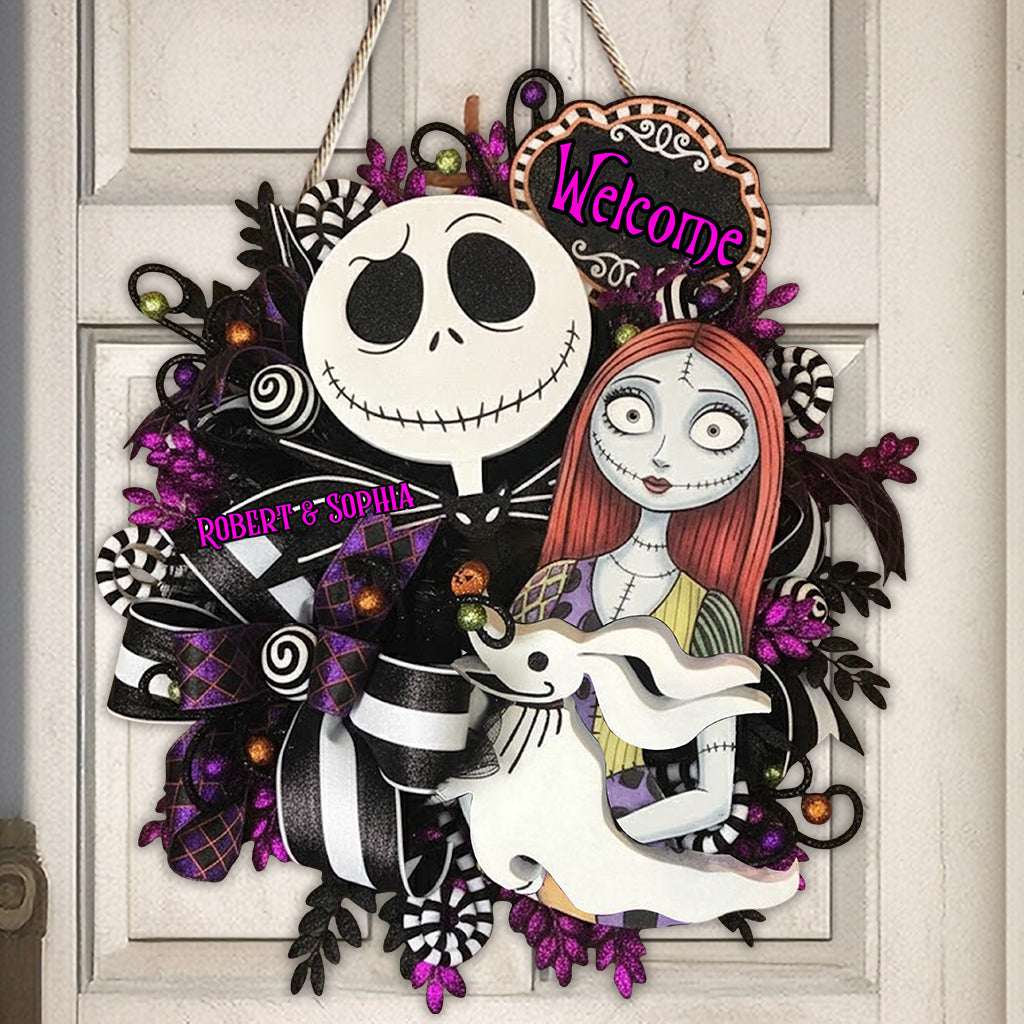 Personalized Nightmare Before Christmas Wooden Sign with Names - Unique Home Décor Gift Wood Sign GradoCreations