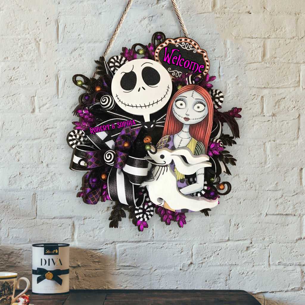 Personalized Nightmare Before Christmas Wooden Sign with Names - Unique Home Décor Gift Wood Sign GradoCreations