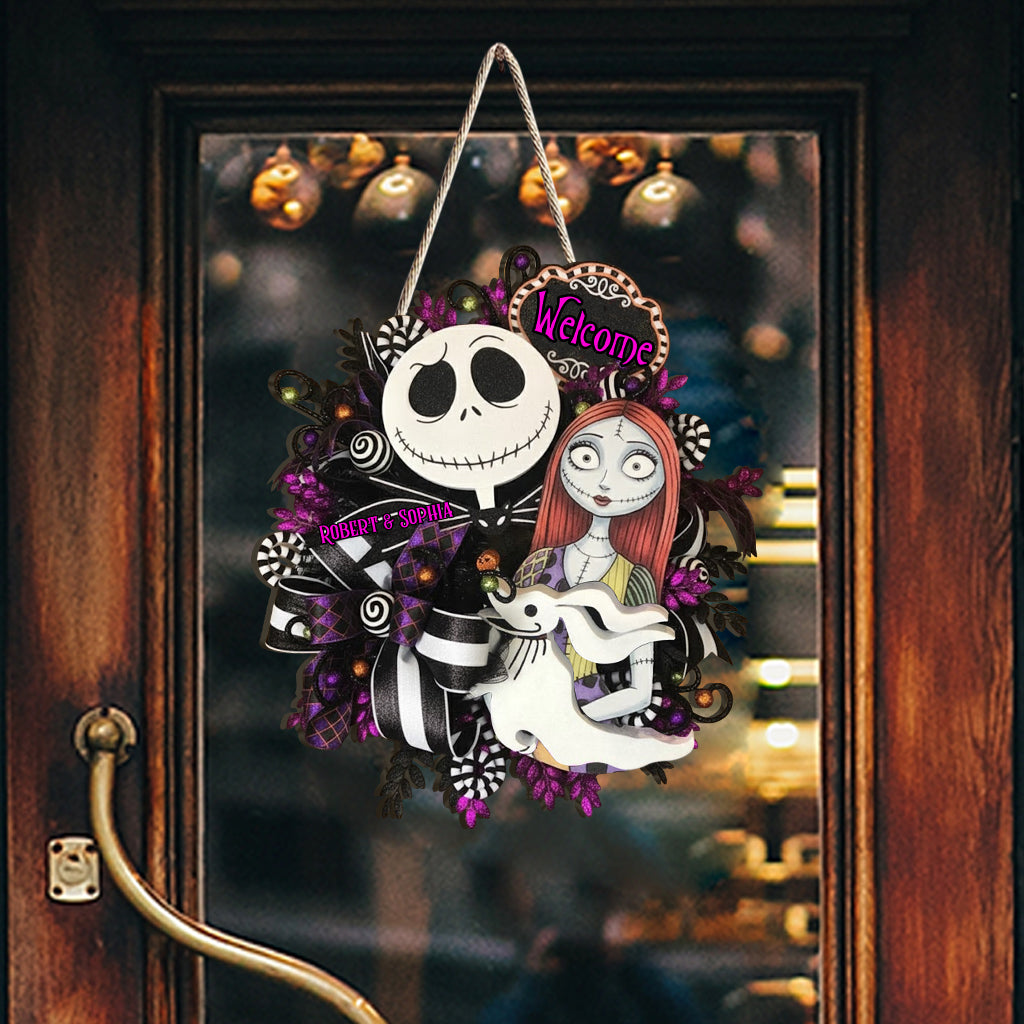 Personalized Nightmare Before Christmas Wooden Sign with Names - Unique Home Décor Gift Wood Sign GradoCreations