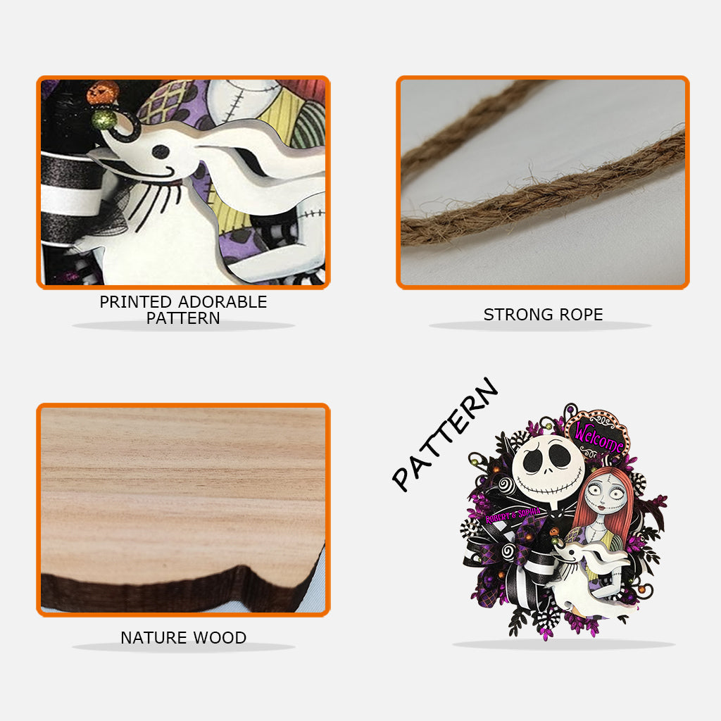 Personalized Nightmare Before Christmas Wooden Sign with Names - Unique Home Décor Gift Wood Sign GradoCreations