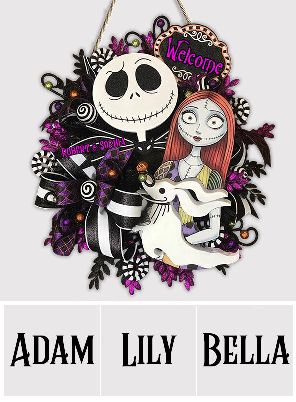 Personalized Nightmare Before Christmas Wooden Sign with Names - Unique Home Décor Gift Wood Sign GradoCreations