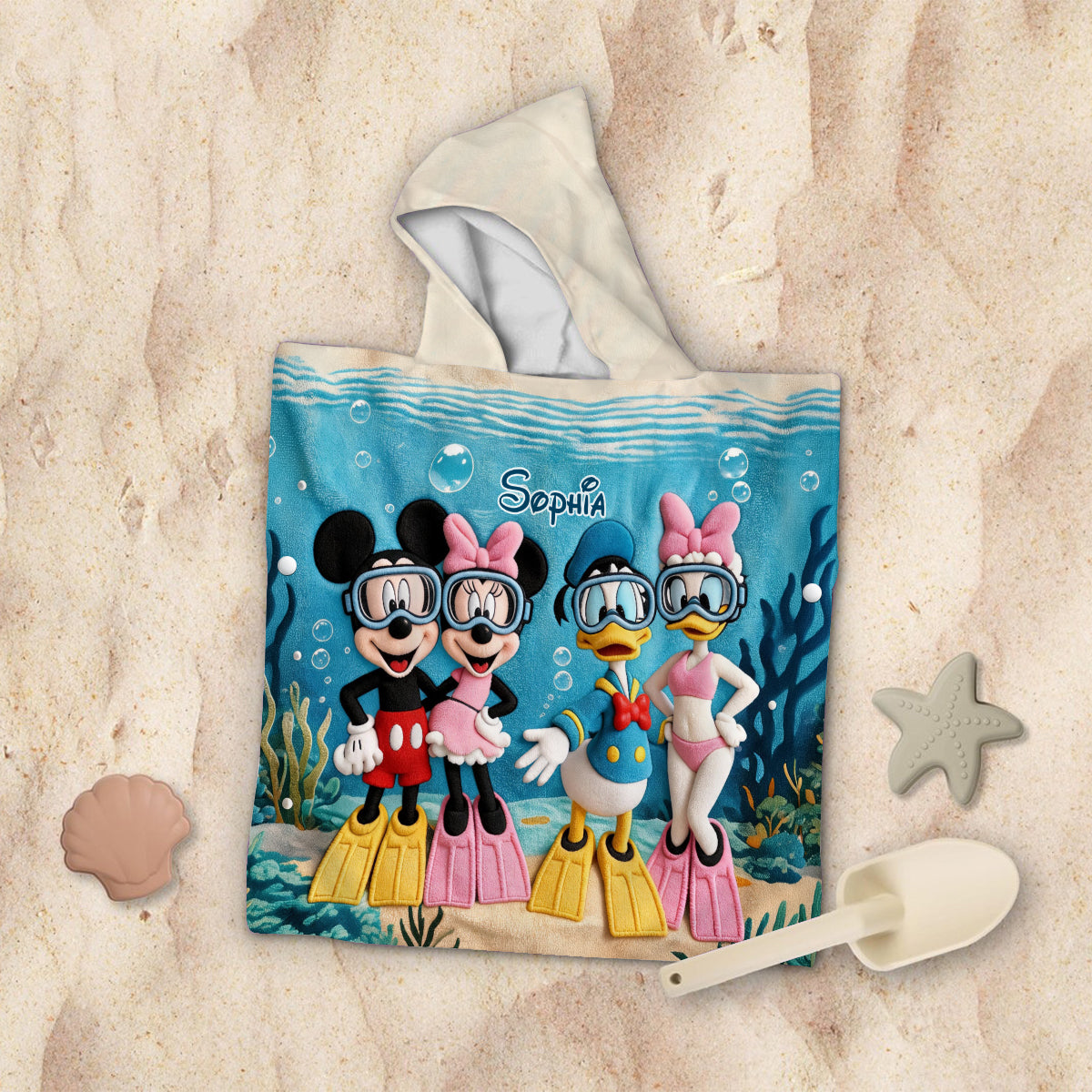Personalized Kids Hooded Towel Poncho with Cartoon Characters Kid Hooded Towel Poncho GradoCreations