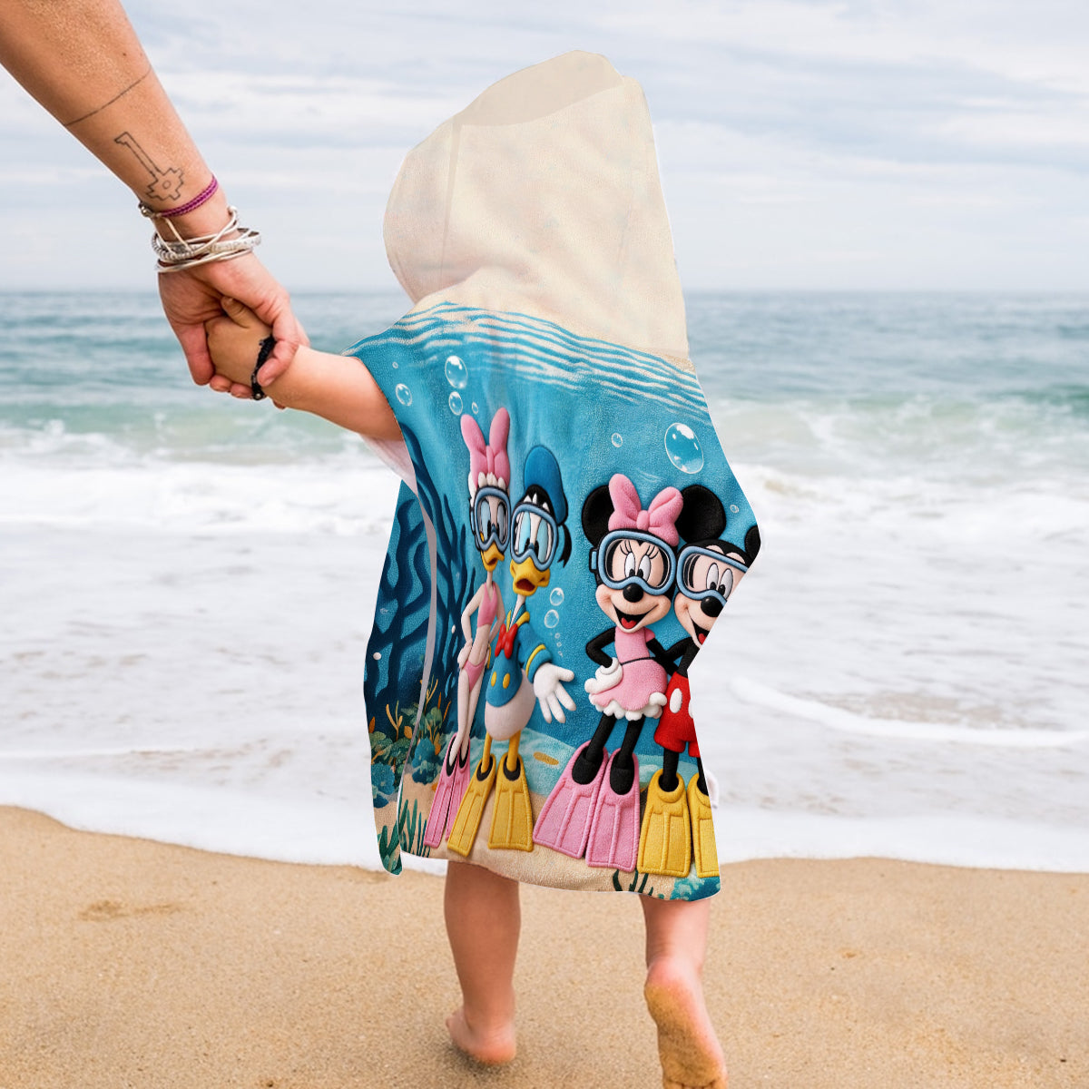 Personalized Kids Hooded Towel Poncho with Cartoon Characters Kid Hooded Towel Poncho GradoCreations