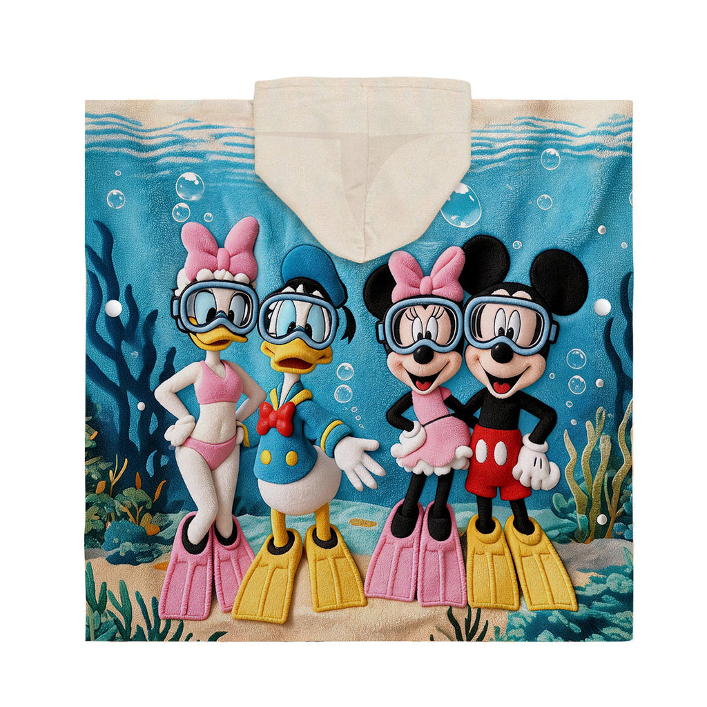 Personalized Kids Hooded Towel Poncho with Cartoon Characters Kid Hooded Towel Poncho GradoCreations
