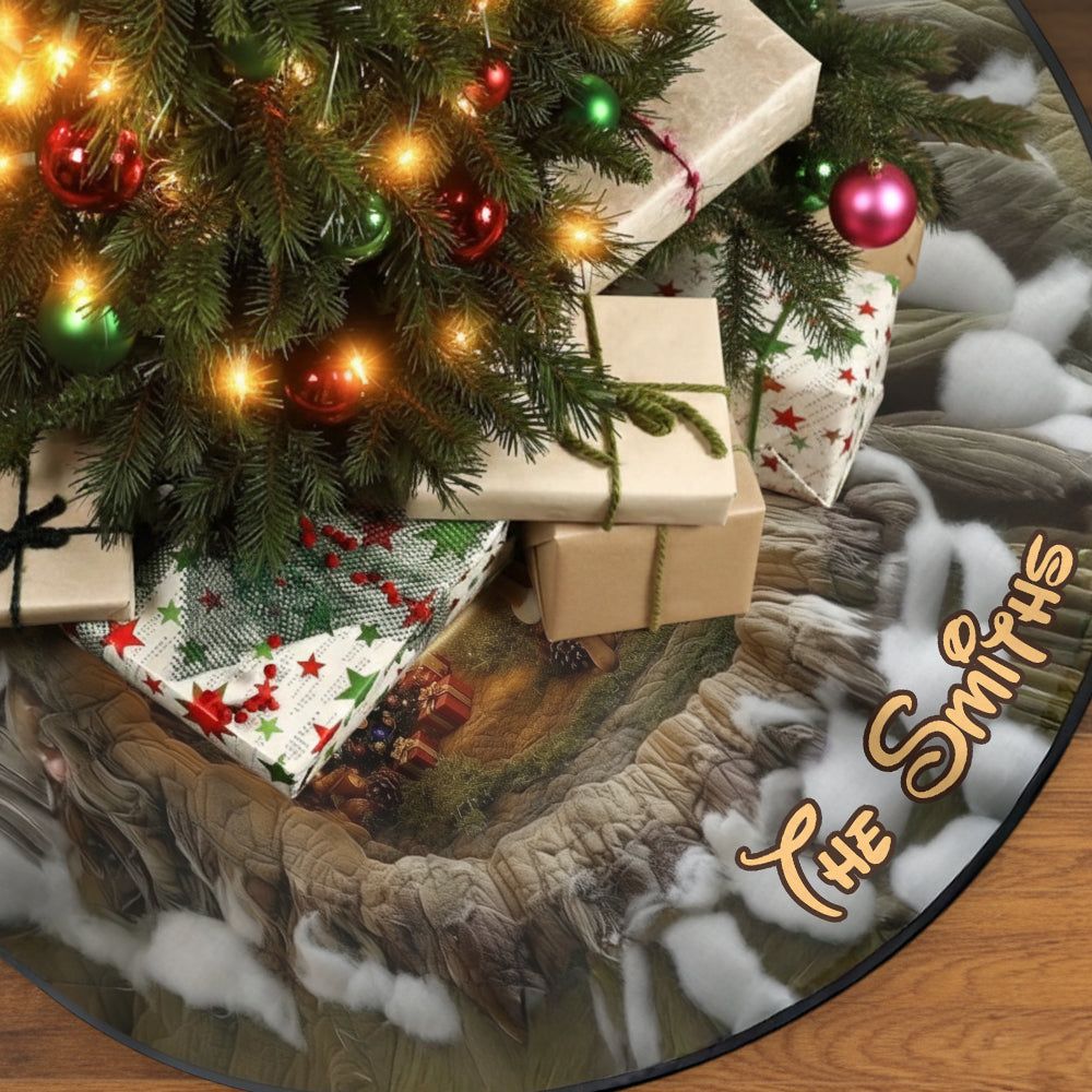 Personalized Mouse Shaped Tree Skirt Custom Name Christmas Decor Shaped Tree Skirt GradoCreations