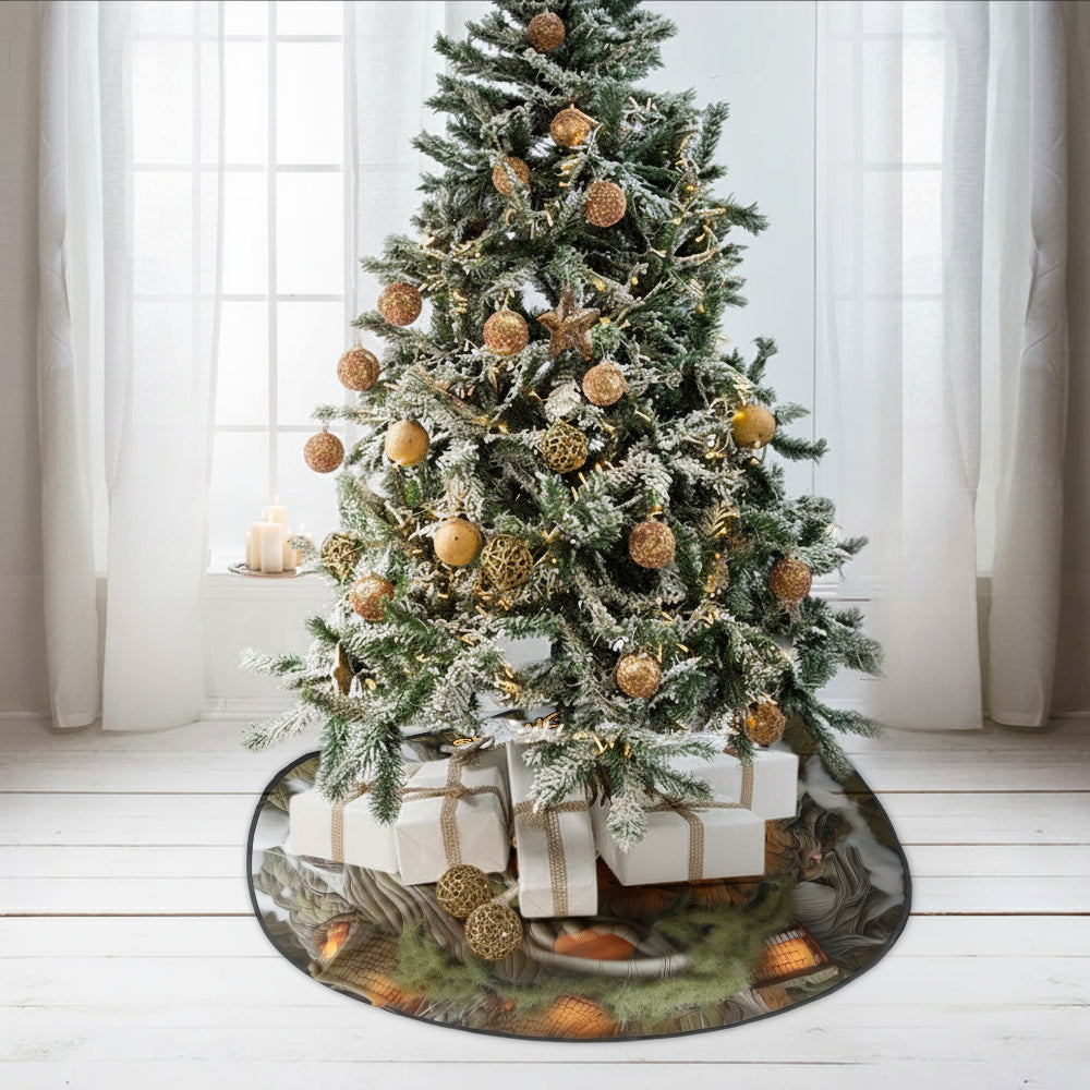 Personalized Mouse Shaped Tree Skirt Custom Name Christmas Decor Shaped Tree Skirt GradoCreations
