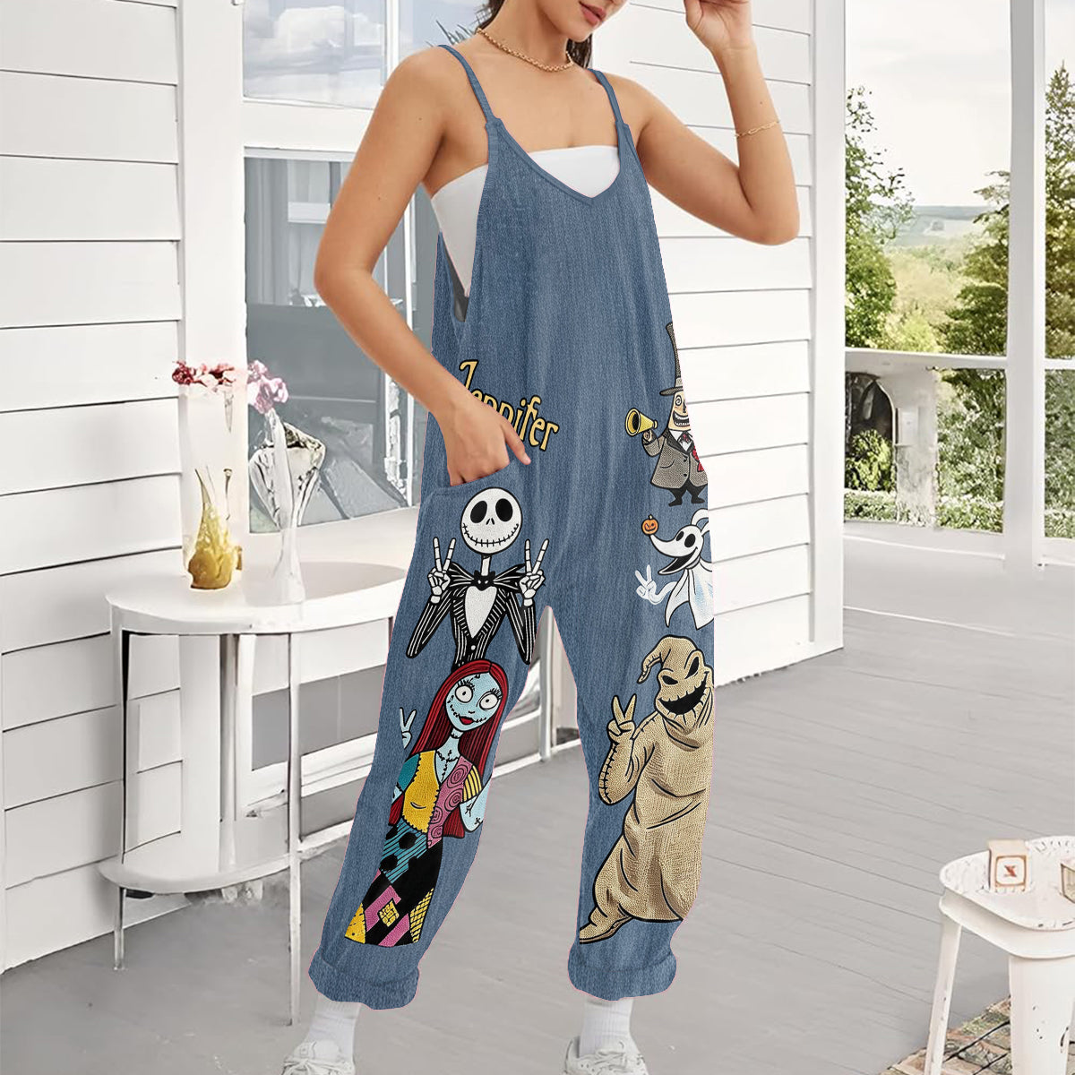 Personalized Nightmare Loose-Fit Overalls with Custom Name Loose-Fit Overalls/ Rompers GradoCreations