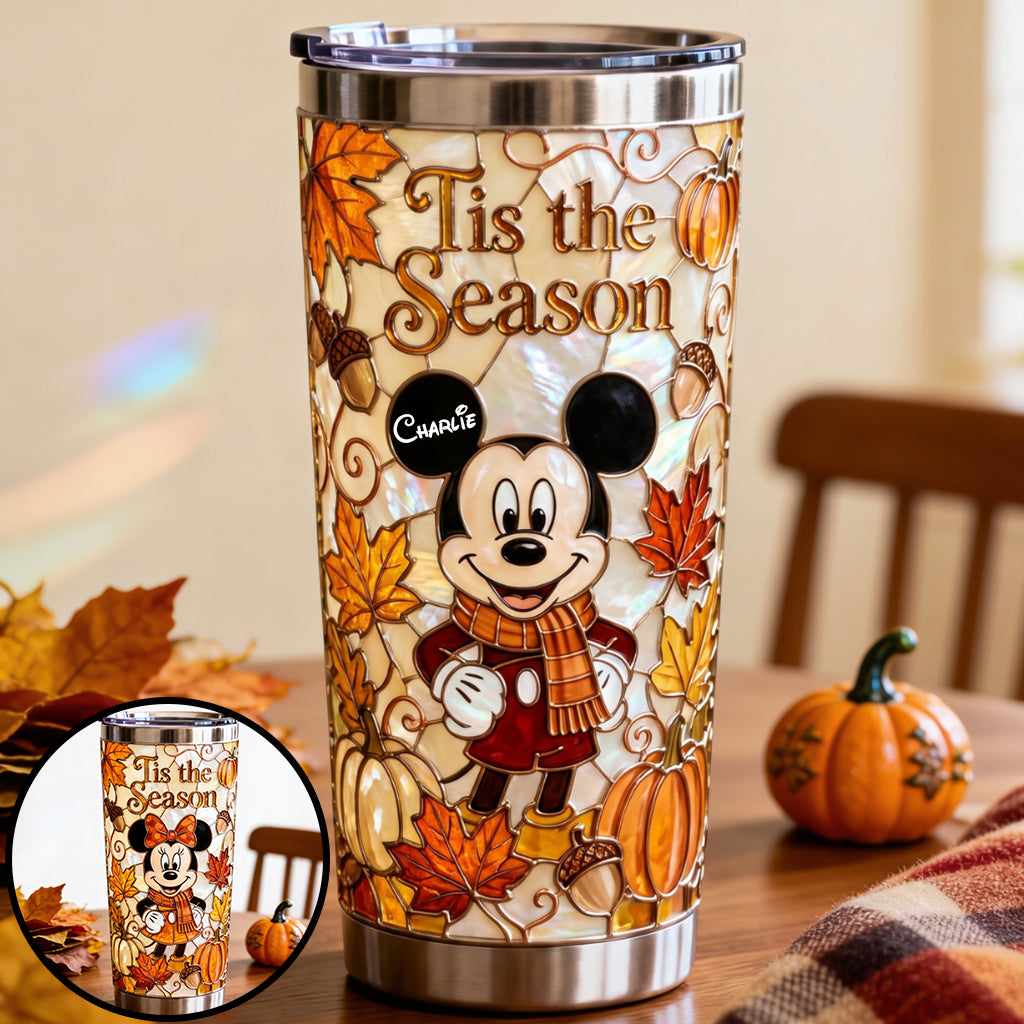 Personalized Fall Vibes Tumbler with Mickey Mouse Design Gift Tumbler GradoCreations