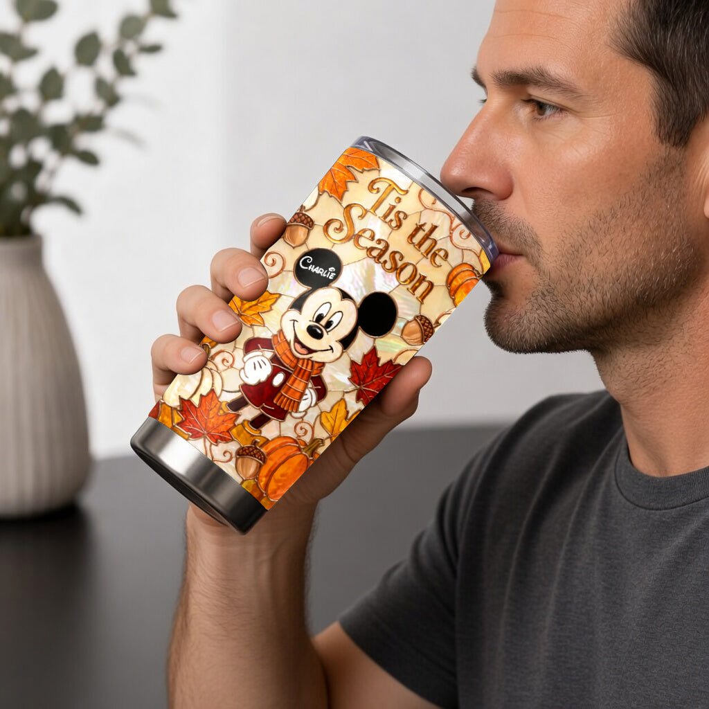 Personalized Autumn Tumbler with Cartoon Character Gift for Kids Tumbler GradoCreations