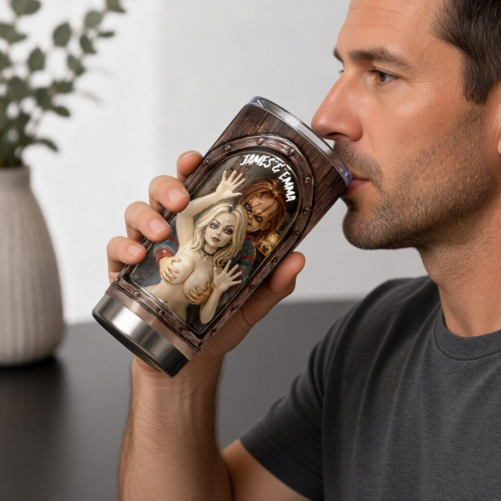 Personalized Horror Doll Couple Tumbler Custom Name Gift Tumbler GradoCreations