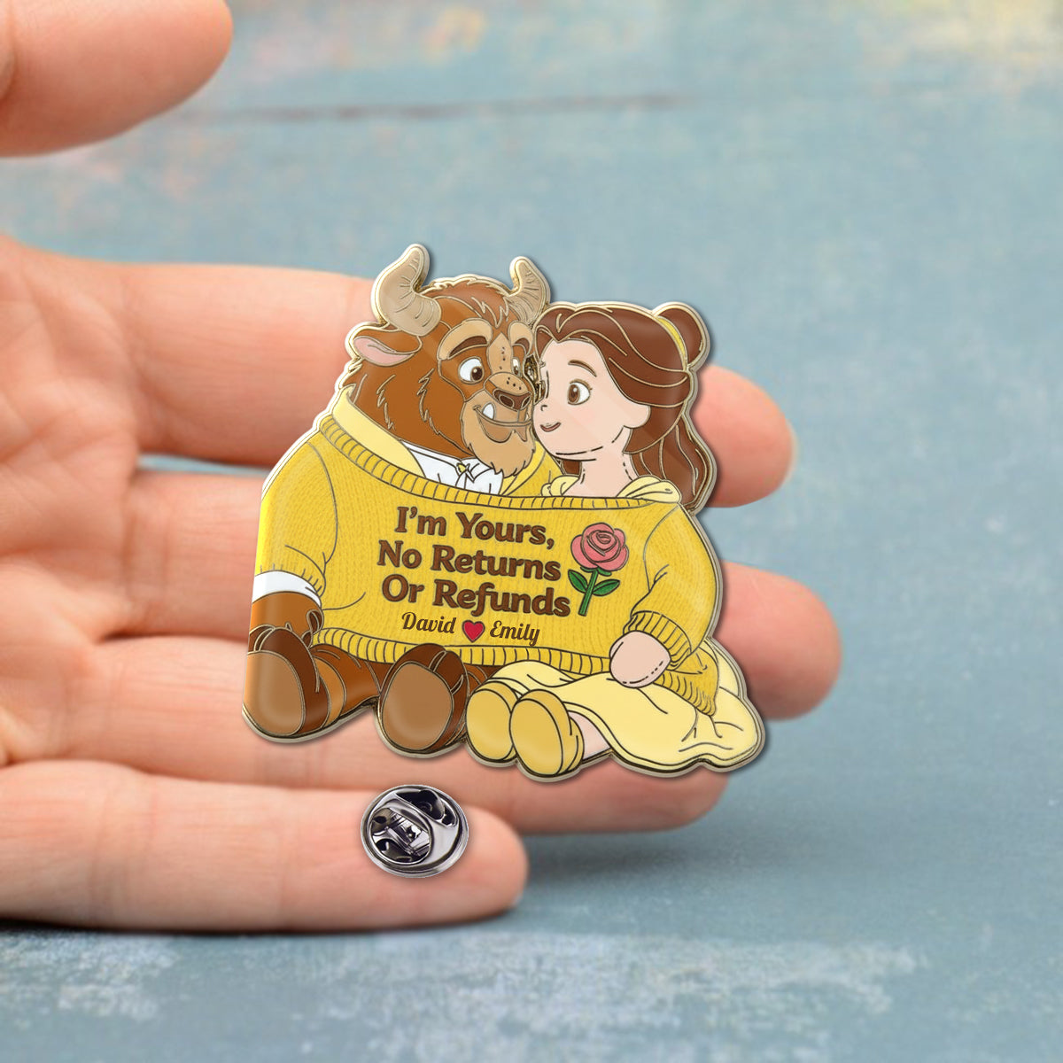 Personalized Beauty and The Beast Enamel Pin Custom Name Gift Idea Acrylic Enamel Pin GradoCreations
