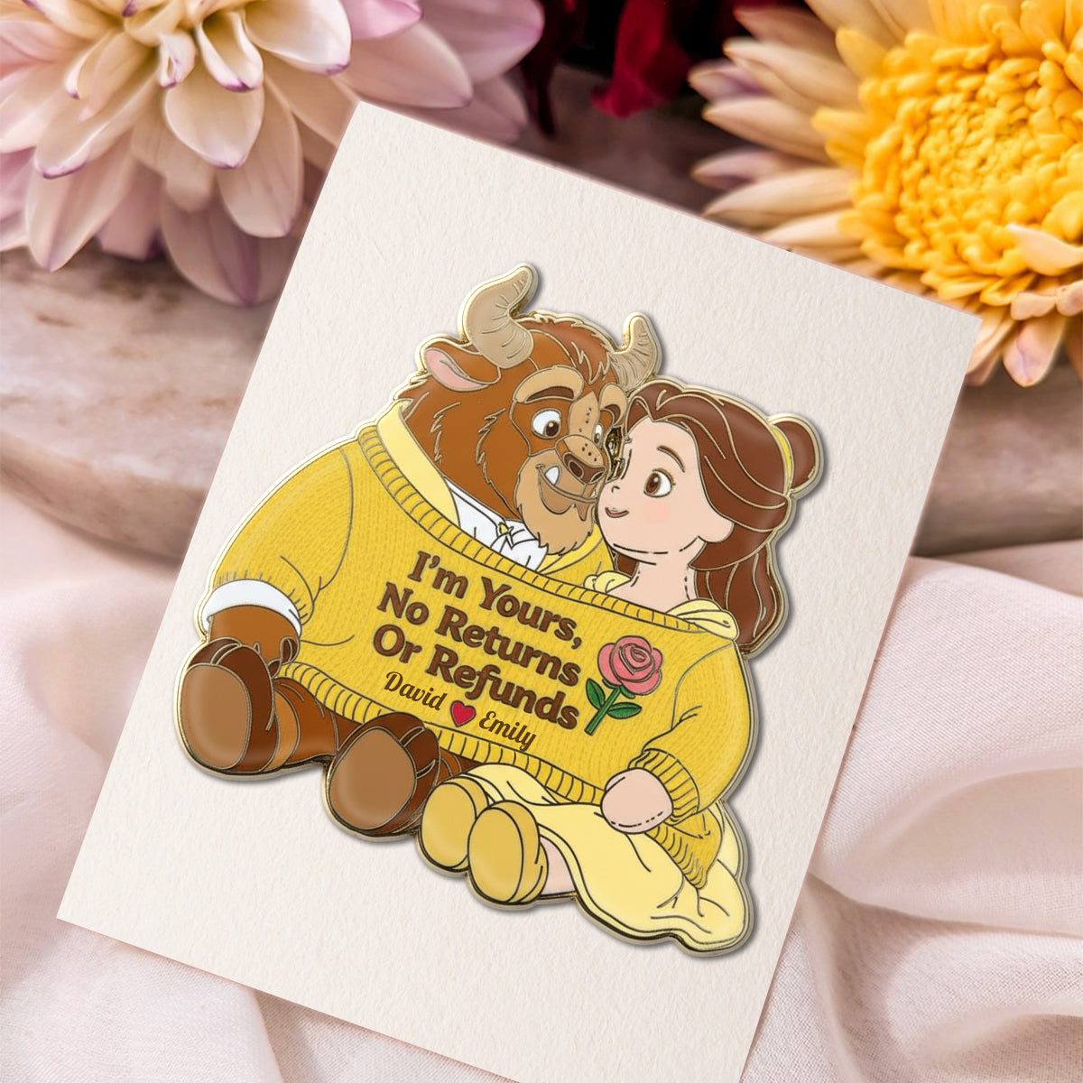Personalized Beauty and The Beast Enamel Pin Custom Name Gift Idea Acrylic Enamel Pin GradoCreations