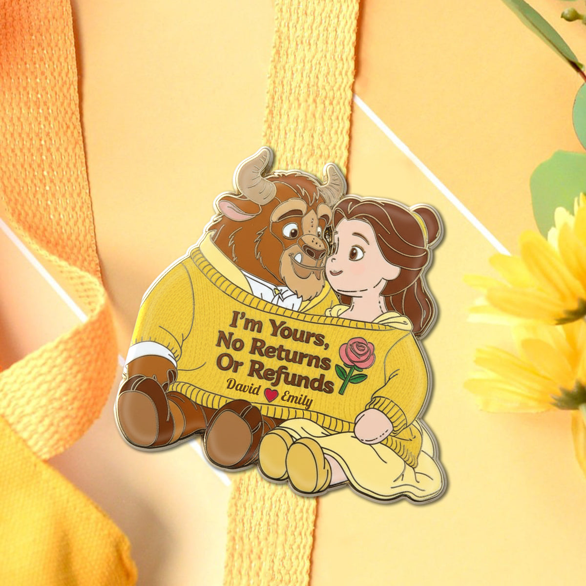 Personalized Beauty and The Beast Enamel Pin Custom Name Gift Idea Acrylic Enamel Pin GradoCreations