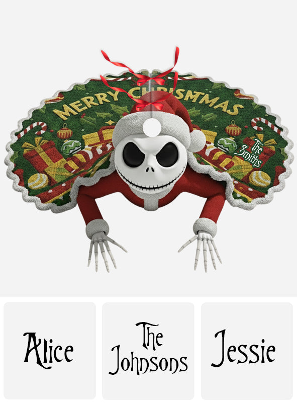 Personalized Nightmare Before Christmas Tree Skirt Gift Shaped Tree Skirt GradoCreations