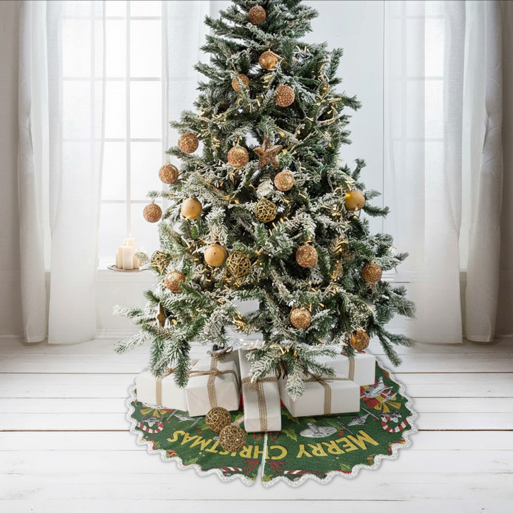 Personalized Merry Christmas Shaped Tree Skirt Unique Design Shaped Tree Skirt GradoCreations