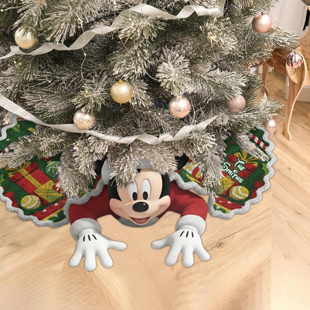Personalized Mouse Shaped Christmas Tree Skirt Unique Holiday Decor Shaped Tree Skirt GradoCreations
