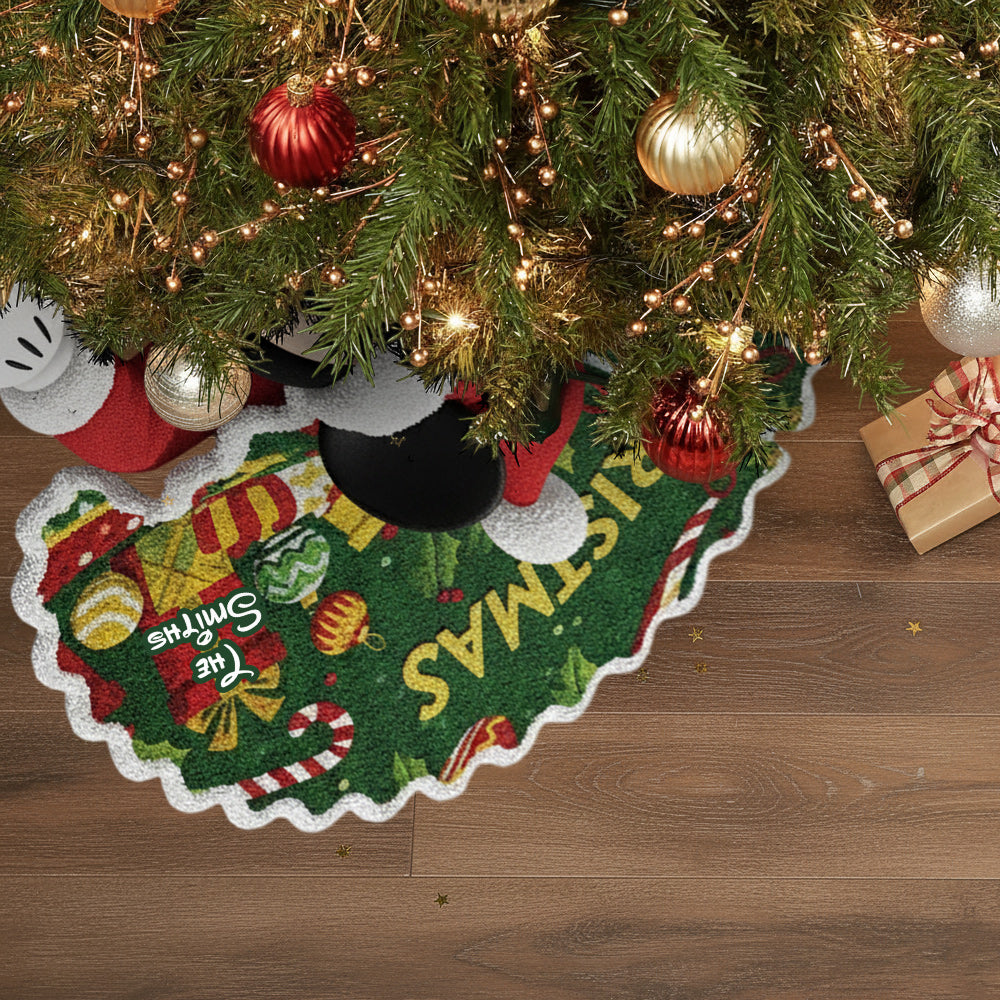 Personalized Mouse Shaped Christmas Tree Skirt Unique Holiday Decor Shaped Tree Skirt GradoCreations