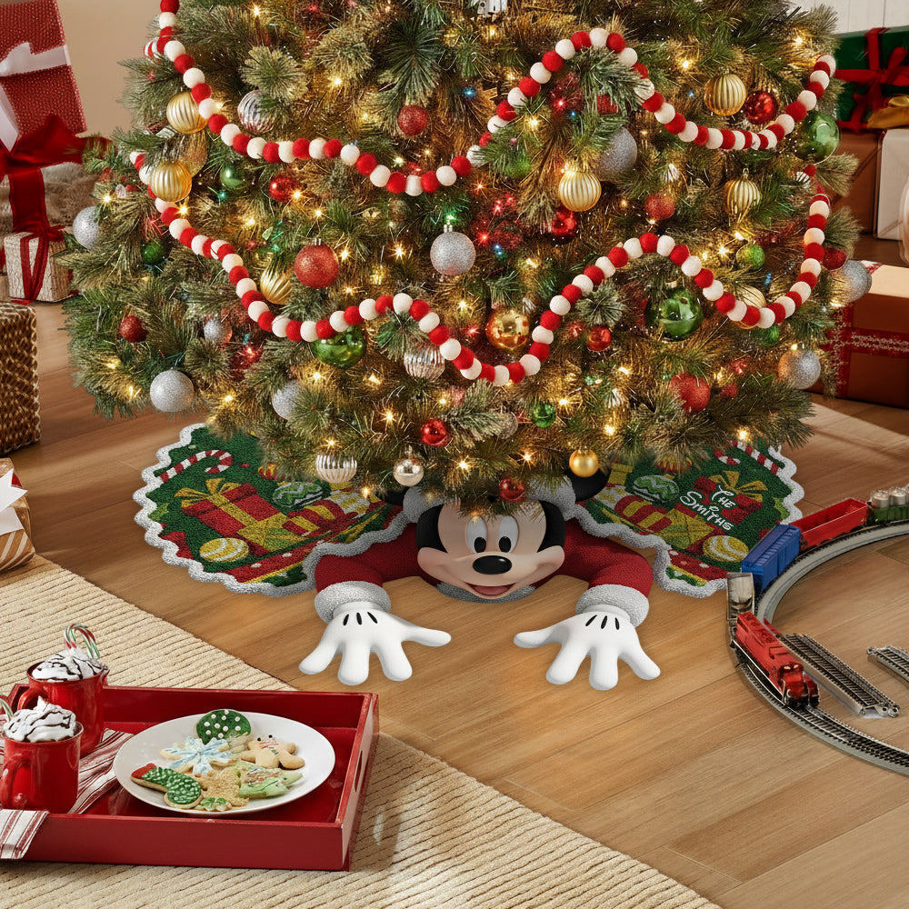 Personalized Mouse Shaped Christmas Tree Skirt Unique Holiday Decor Shaped Tree Skirt GradoCreations