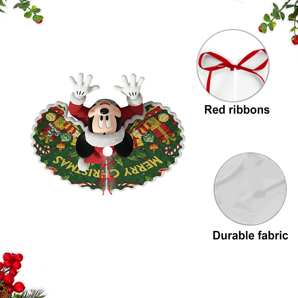 Personalized Mouse Shaped Christmas Tree Skirt Unique Holiday Decor Shaped Tree Skirt GradoCreations